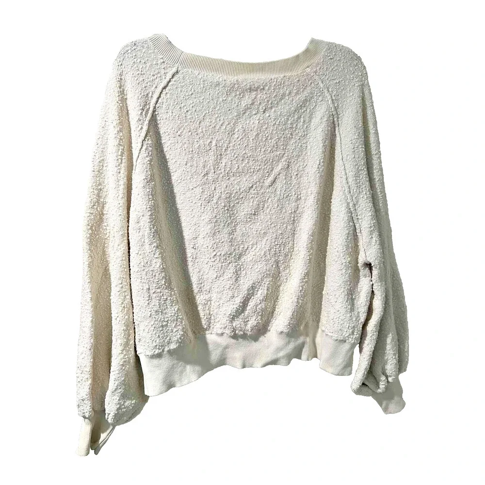 Free People Women Found My Friend Pullover Sweater Cream Petite Small A000390